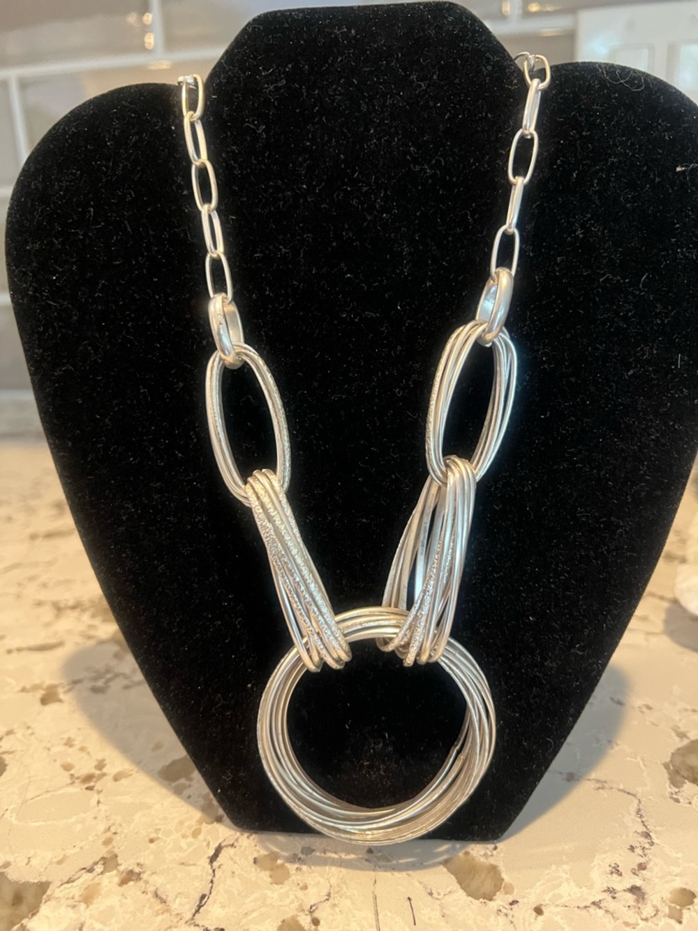 Silver Multi-Ring Statement Necklace - Women Jewelry